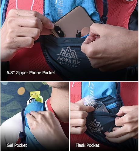 Miniatura 5 de AONIJIE Chaleco de hidratación ligero de gran capacidad de 18L con 14 bolsillos, mochila para correr, senderismo, camping y ciclismo