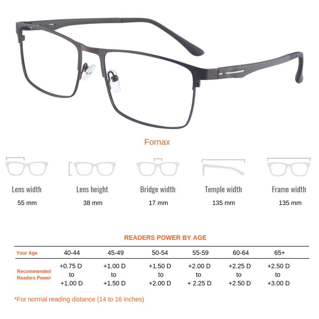 ProEyes Fornax,Progressive Multifocal Blue Light Blocking Lightweight Readers, Anti-Reflective Resin Lens, 0 Power on Top Lens (Gun, 3.00 x)