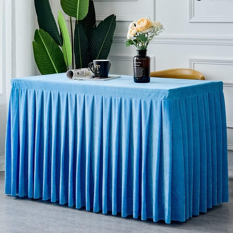 1Pc Solid Color Conference Table-Cloth Exhibition Celebration Table Cover Gold Velvet Tablecloth Table Skirt Plush Table Decorate (Color : Pink, Size : 120x40x75cm)
