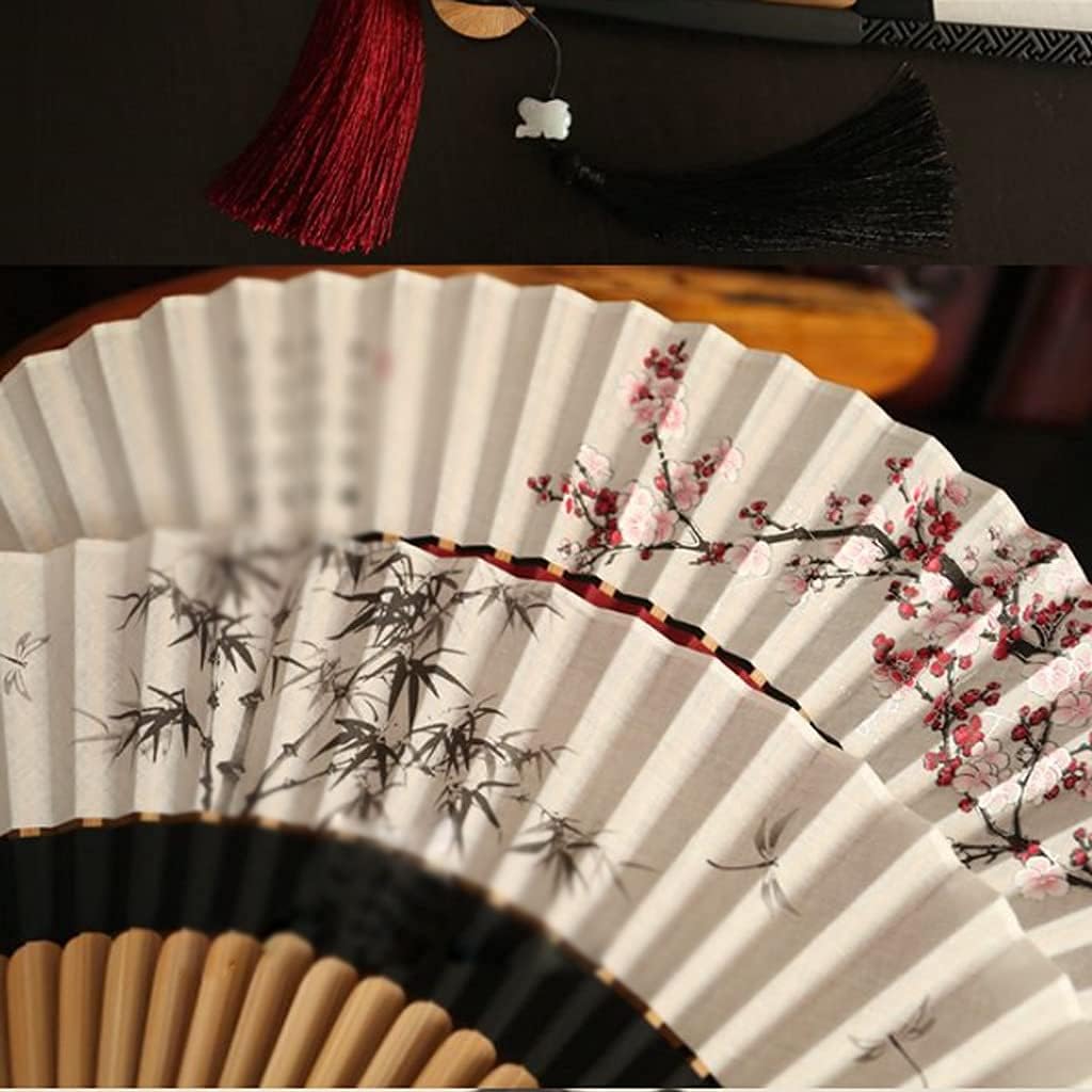 Folding Fan 7 Inch Folding Fan Cotton and Linen Double Section Folding Fan Ancient Style Folding Fan Summer Daily Folding Fan Home Ceremonial Decorative Folding Fan (Color : A) (C)