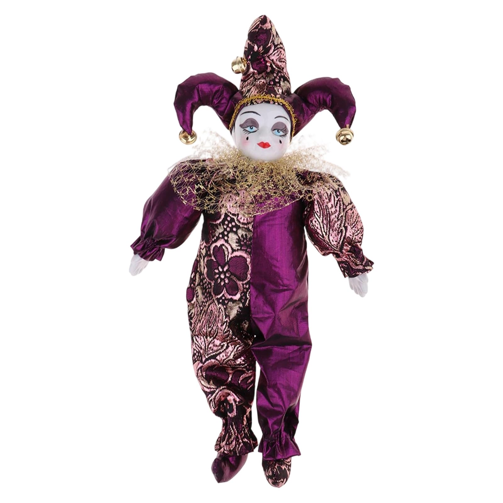 LSTTBO Clown Figurine Doll with Ceramic Body and Iron Base Poseable Limb for Halloween Christmas Party Decoration Collectible Ceramic Ornament