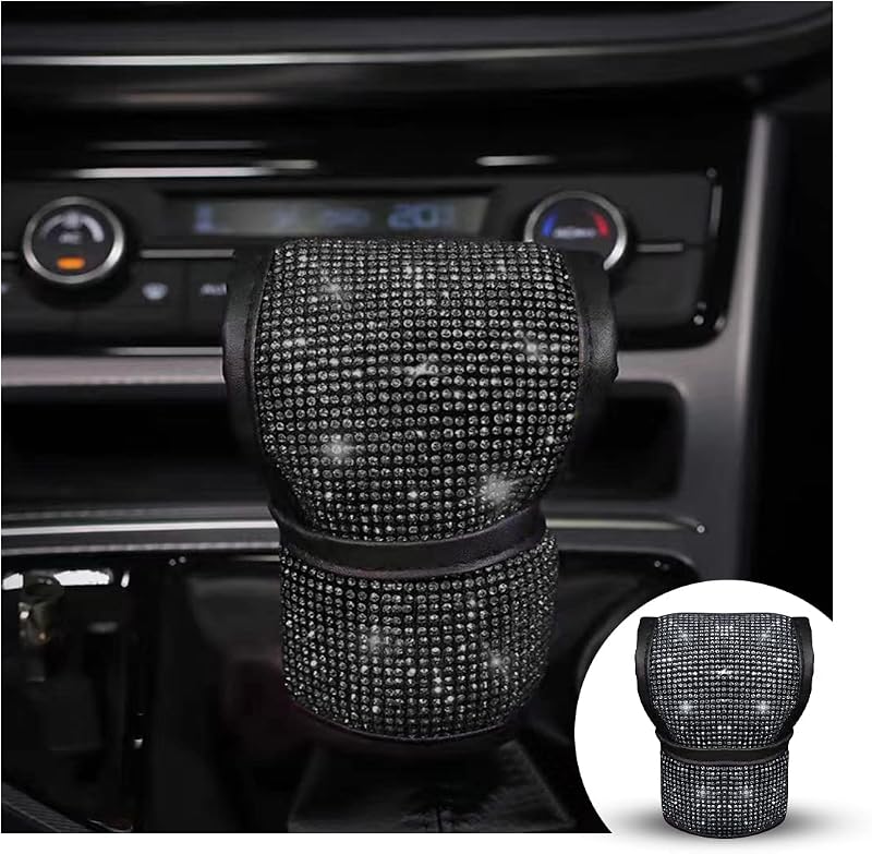 Capa para Manopla de Câmbio e Freio de Mão zipelo com Strass, Velcro e Forro de Fleece, Preta