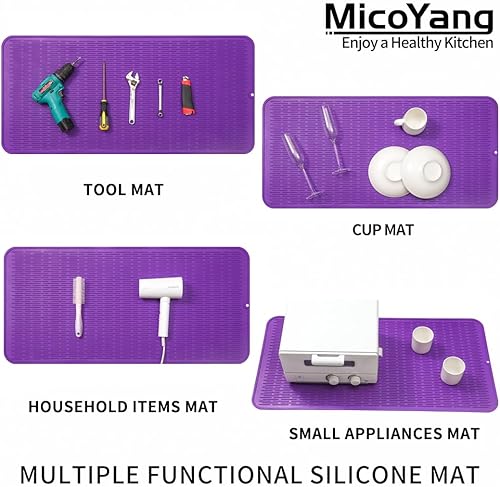 Miniatura 162 de Tapete de silicona para secado de platos para múltiples usos, fácil de limpiar, ecológico, resistente al calor, tapete de silicona para encimera