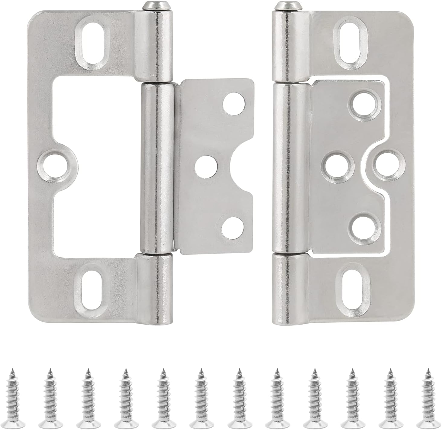 Qjaiune 2PCS NonMortise Hinges 3 inch Nickel Door Hinges with Mounting
