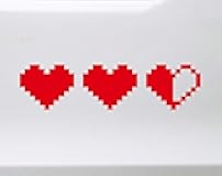Minglewood Trading Silver - Heart Life Bar Vinyl Decal - 8-bit Vintage Video Games - Die Cut Sticker - 8w x 2h inches
