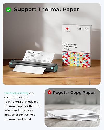Miniatura 5 de Phomemo Impresoras portátiles inalámbricas para viajes, M08F impresora térmica Bluetooth compatible con papel tamaño carta de EE.UU. de 8.5"x11