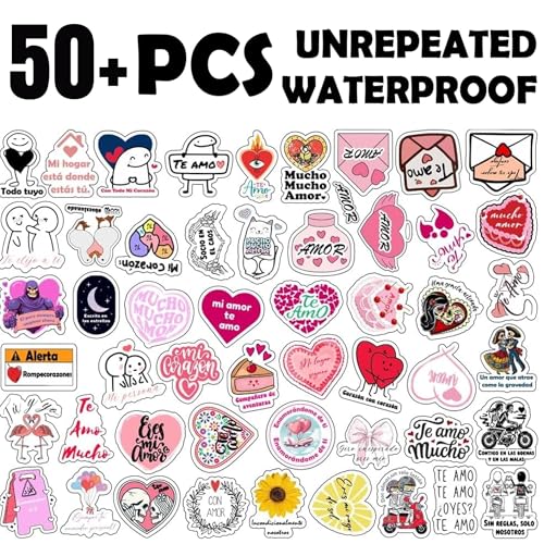 Image of Spanish Love Stickers for Romantic Moments | Heartfelt Valentine Decals for Journals, Cards, Scrapbooks & Personalized Gifts for Phones, Laptops, Water Bottles