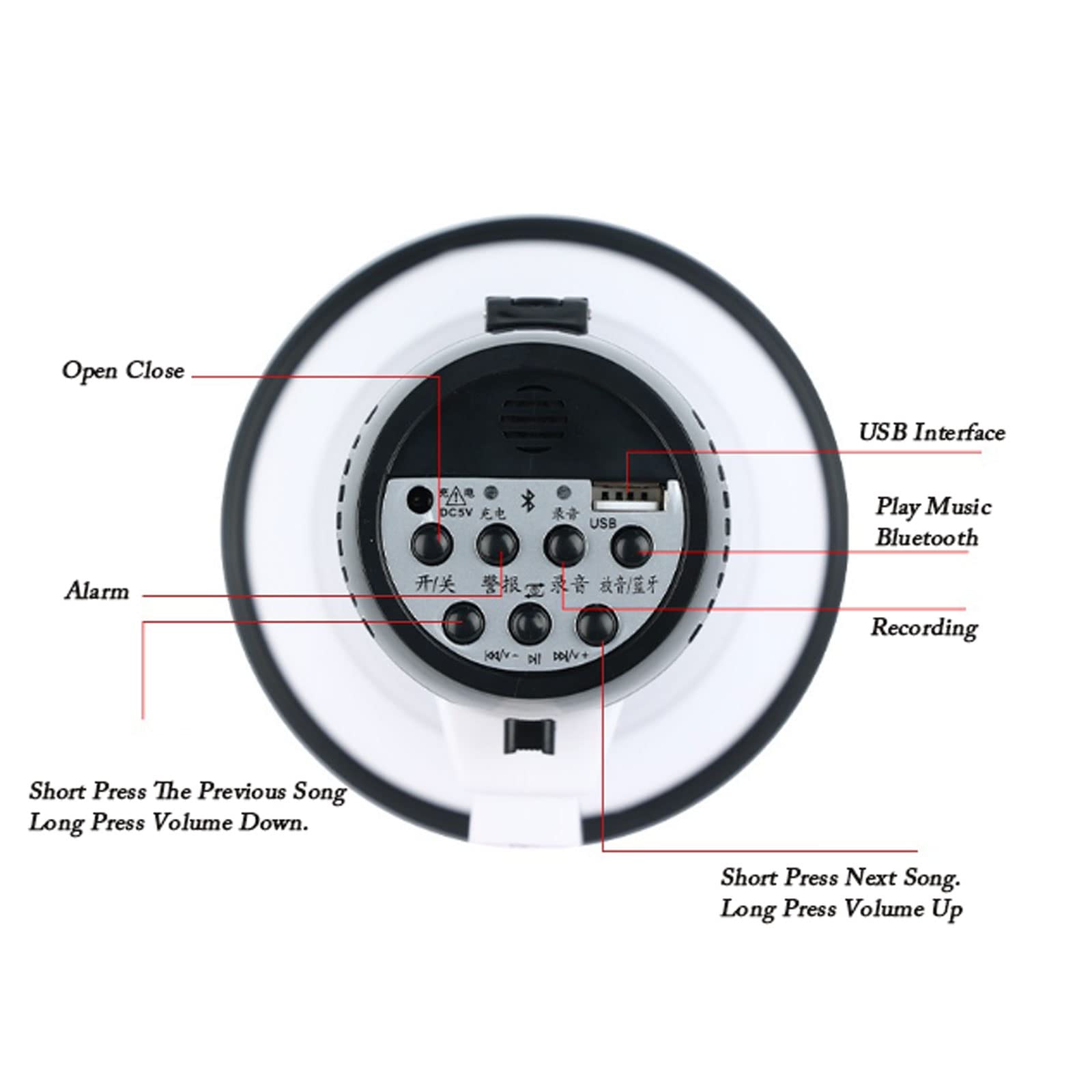 CASOTA Altavoz megáfono Mini megáfono Megáfono de Mano Megáfono Sirena incorporada con grabadora de Voz for Ejercicios de Seguridad Micrófono (A)