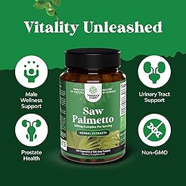 Natures Craft Extra Strength Saw Palmetto Extract - Advanced Saw Palmetto for Women and Men\'s Hair Health and Urinary Support with Plant Sterols & Flavonoids - Potent Herbal Supplement 120 Capsules
