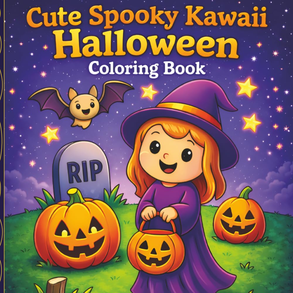 Cute Spooky Kawaii Halloween Coloring Book: Adorable Ghosts, Pumpkins, Witches & Monsters – Fun and Easy Halloween Coloring Pages (Kawaii Cuties Coloring Book Series)