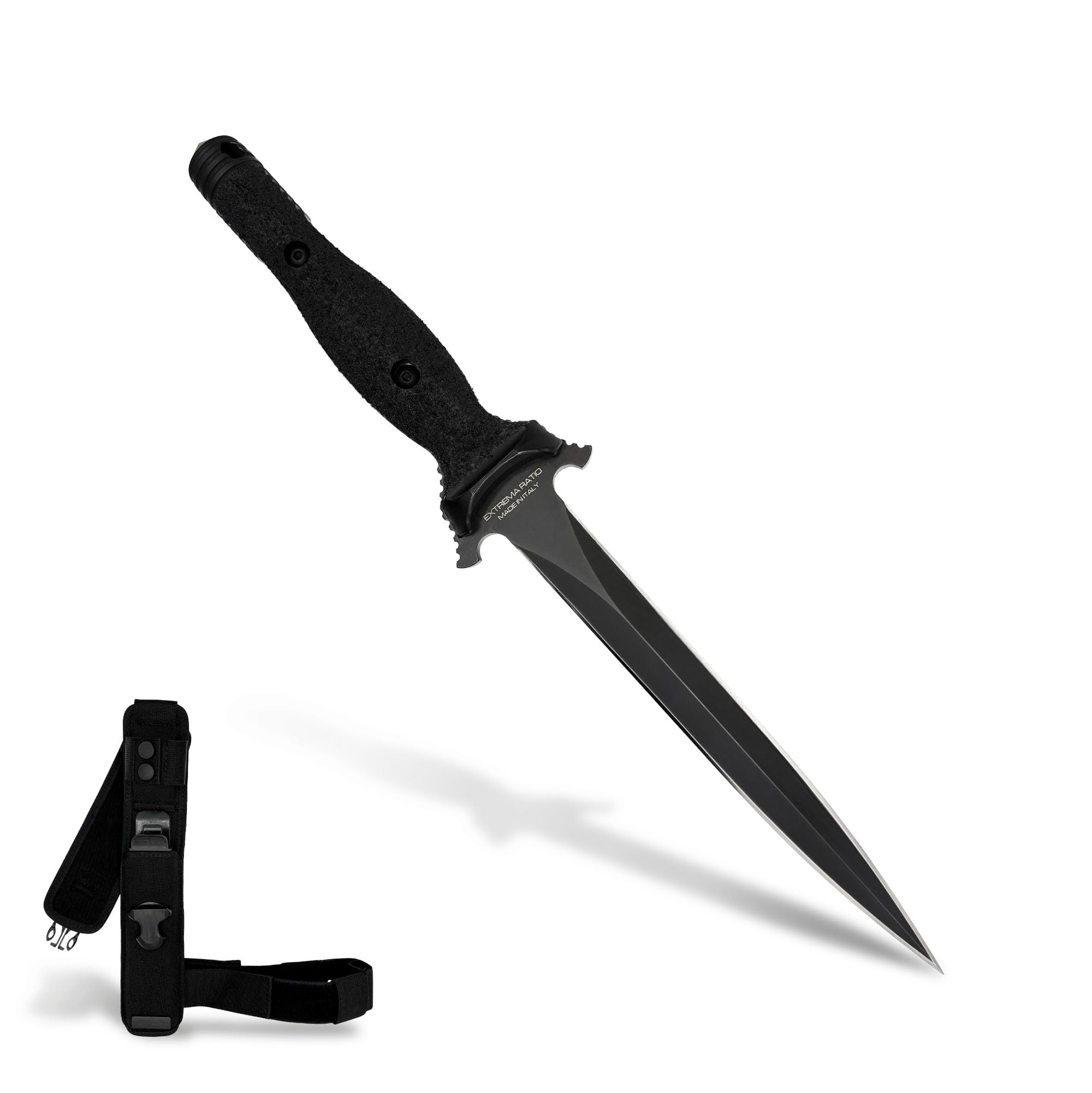 Extrema Ratio - Suppressor Operativo (Black) Fixed Blade Knife, Böhler N690 Steel Blade Hardened to 58 HRC, Burnished Finish, Full-Tang Design, Ergonomic Nylon Handle, Precision Handcrafted in Italy, Durable and Reliable