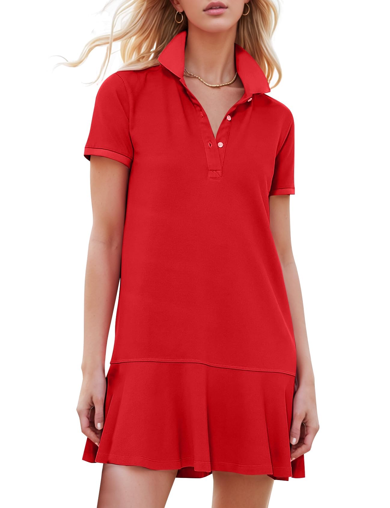 Kissonic Women's Polo Dress Casual Summer Golf Tennis Mini Shirt Dresses