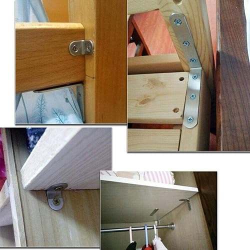 Miniatura 5 de SHAPERME 4 unids metal en forma de L soporte de ángulo recto con acero para mesa 4 tamaños Joint Brace Soporte opcional Estante esquina