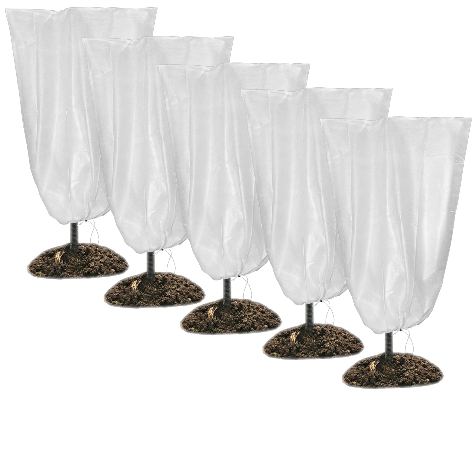 SKARUMMER Winter Plant Covers Freeze Protection 39.3x31.5 Inch Garden Frost Tree Blanket Shrub Covers with Drawstring for Cold Weather Frost Protection Sun Protection (5 Pack)