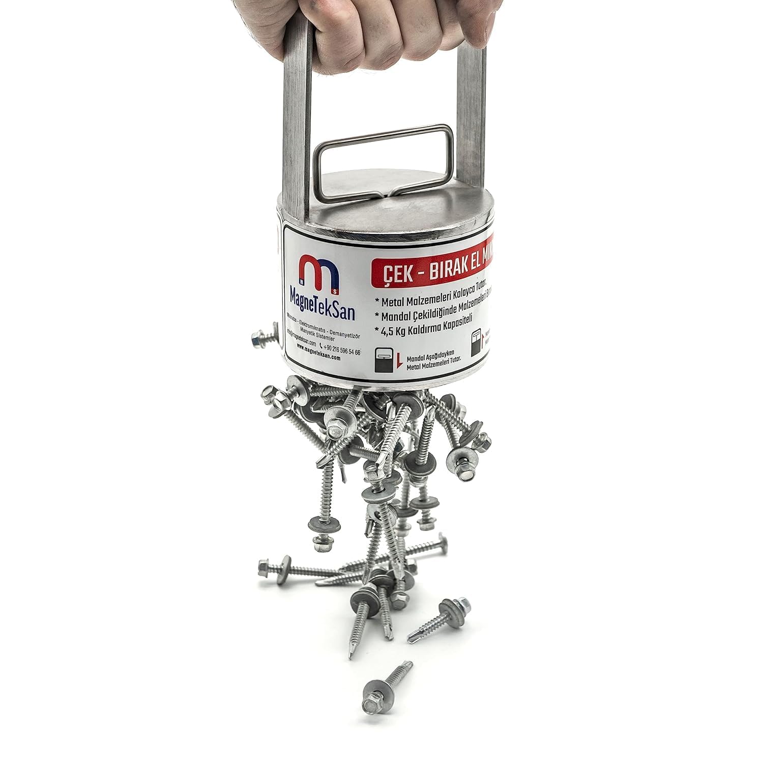 Handheld magnes do podnoszenia – magnetyczny kolekcjonerski – stal nierdzewna – siła ciągnąca 25 kg – magnes ciągnący – przenośny magnes do noszenia – metalowy magnes kolekcjonerski