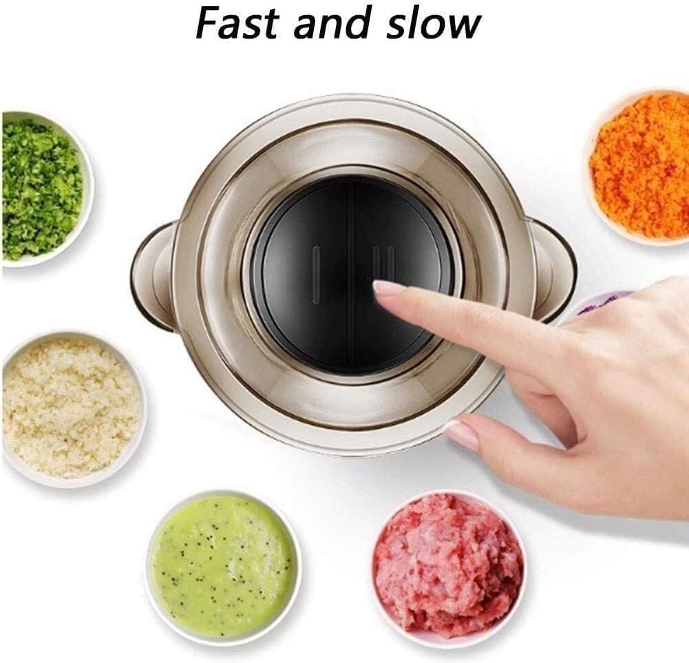 Robot de cocina eléctrico, mini picadora eléctrica para carne, verduras, frutos secos, cuenco de acero inoxidable de 2 L, 2 velocidades, fácil de limpiar, 300 W
