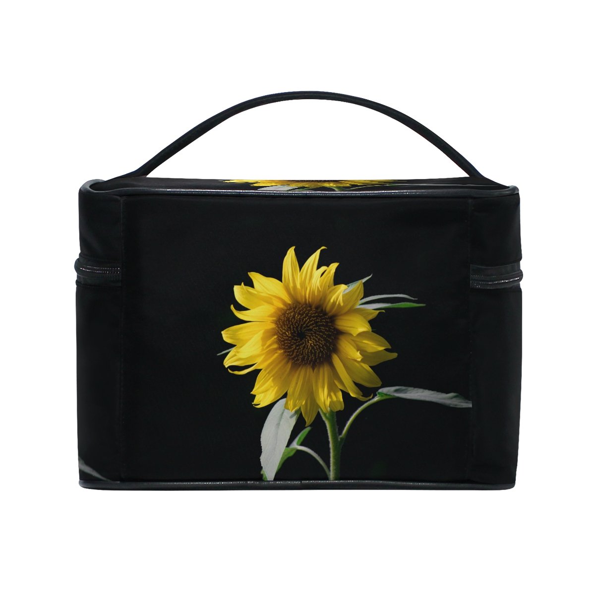 senya Travel Makeup Bags With Zipper Sunflower In The Dark Cosmetic Bag Toiletry Bags Train Cases Storage Bags Portable Multifunction Case for Women Girls