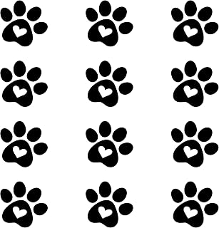 Paw Prints Iron on Transfers,12 Mini 1x1 Dog Paws Decals for DIY Crafts, Bows, Clothing, School Spirit, USA Made