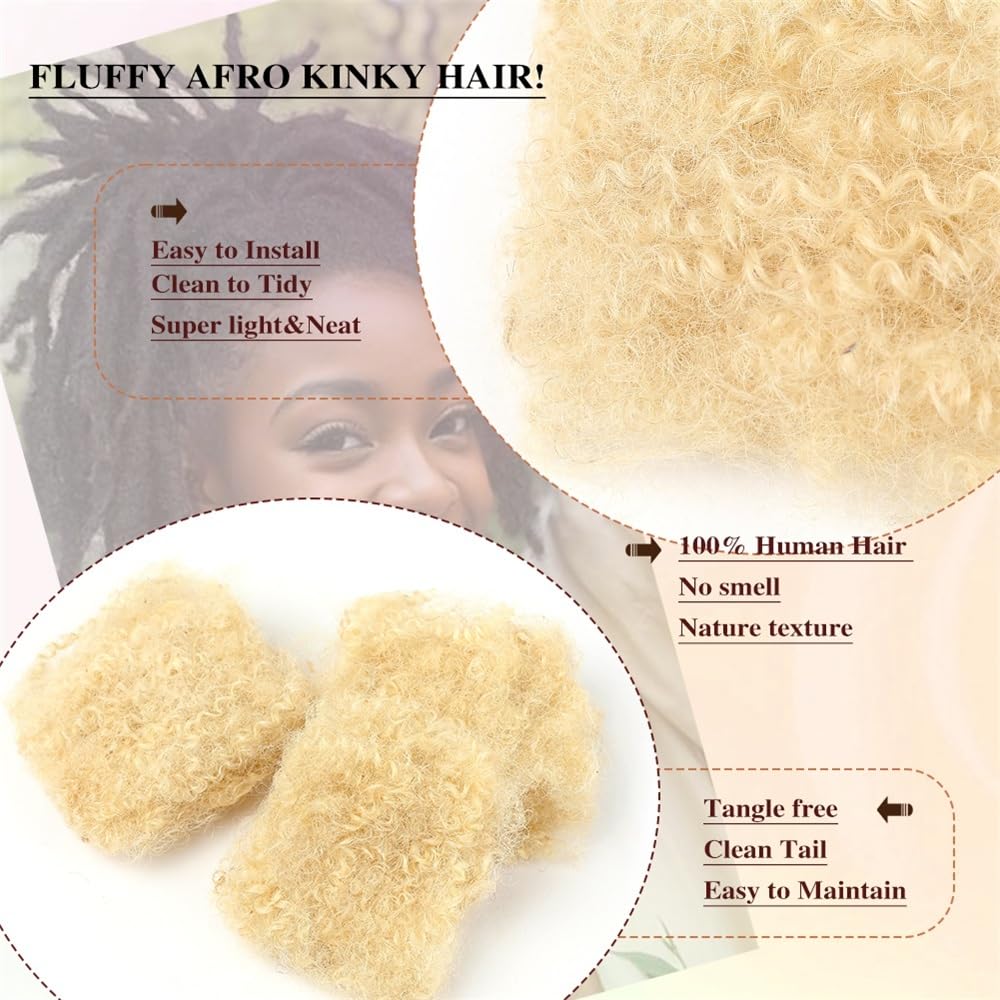 Splatanie włosów Afro Kinkys Ludzkie Włosy Ludzkie Do Dredów Przedłużanie Naprawa Locs Braiding Twist #613 Blond Kolor Kobieta(8inches)