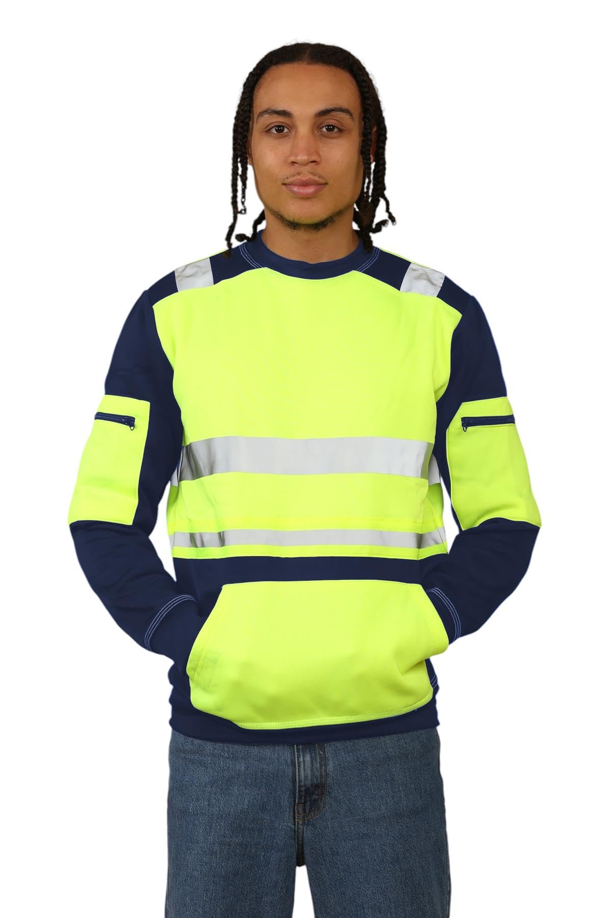 Sudadera de alta visibilidad para hombre, informal, reflectante, de alta visibilidad, para el trabajo, para niños, de forro polar, para el trabajo y la seguridad