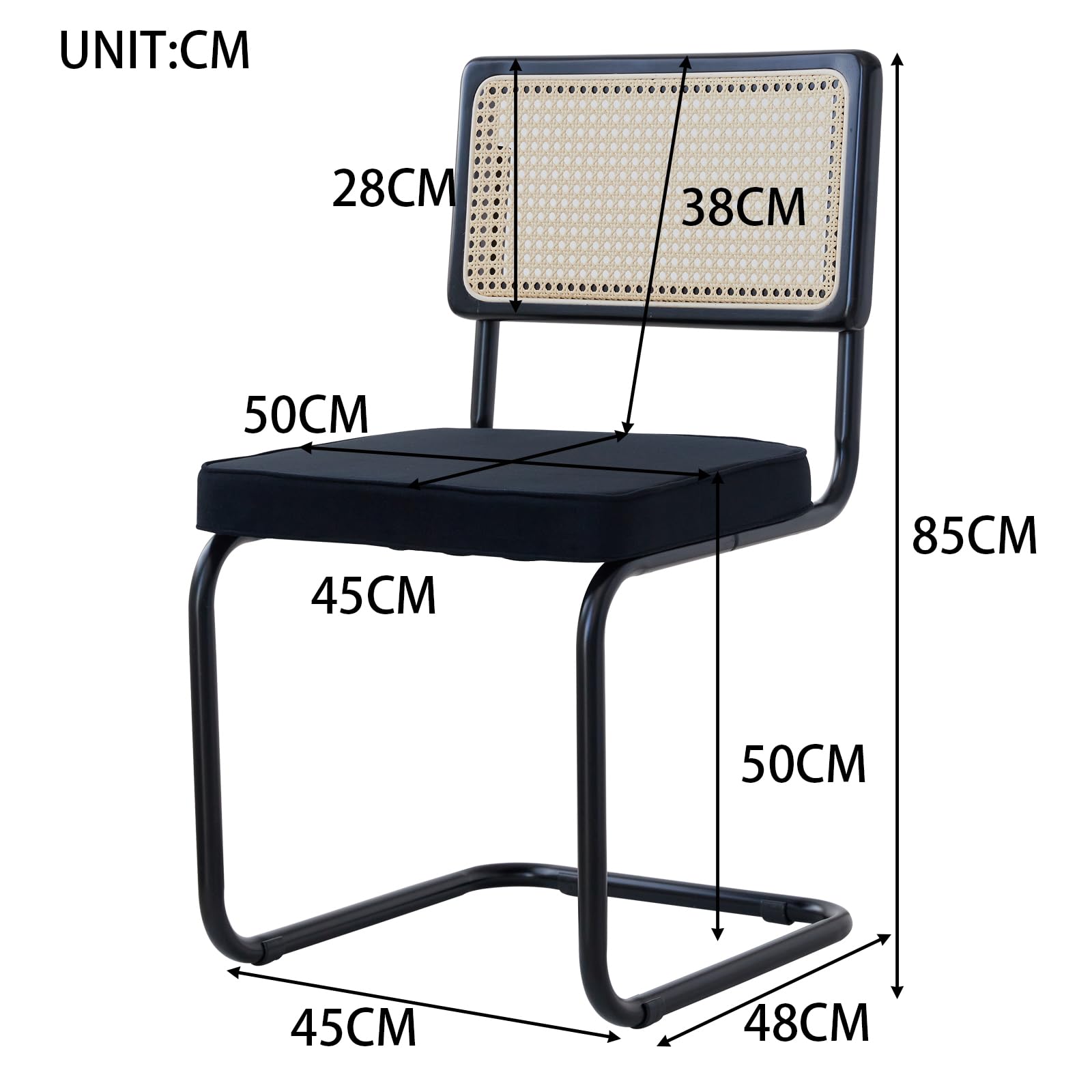 Juego de 6 Sillas de Comedor Escandinavas, Sillas de Comedor con Patas Cromadas, Sillas Voladizas, Sillas de Oficina, Sillas Modernas (Negro-2)
