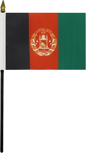 Miniatura 3 de Bandera de la bandera del Tíbet de AZ, 3.9 x 5.9 in, bandera tibetano-budista de escritorio, 5.9 x 3.9 in, parte superior de lanza dorada