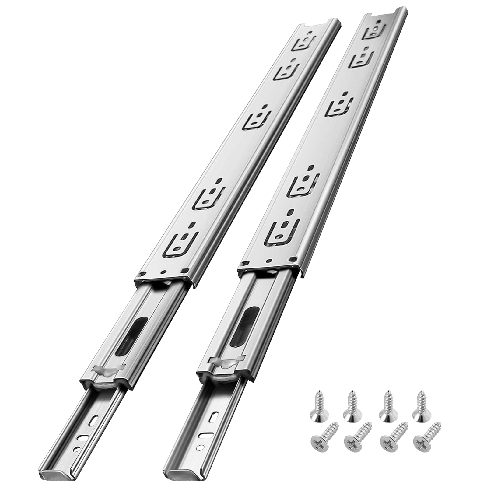 AOLISHENG Stainless Steel Drawer Runners Drawer Slides 400mm 45kg Load Capacity Heavy Duty Draw Sliders Full Extension Ball Bearing Kitchen Cabinet Replacement Draw Runners Side Mount 1 Pair