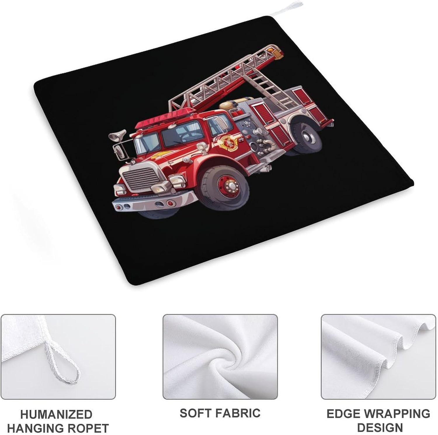 Firetruck Hand Towels for Bathroom Kitchen Towels Small Towel Handkerchiefs with Hanging Loop 4PCS