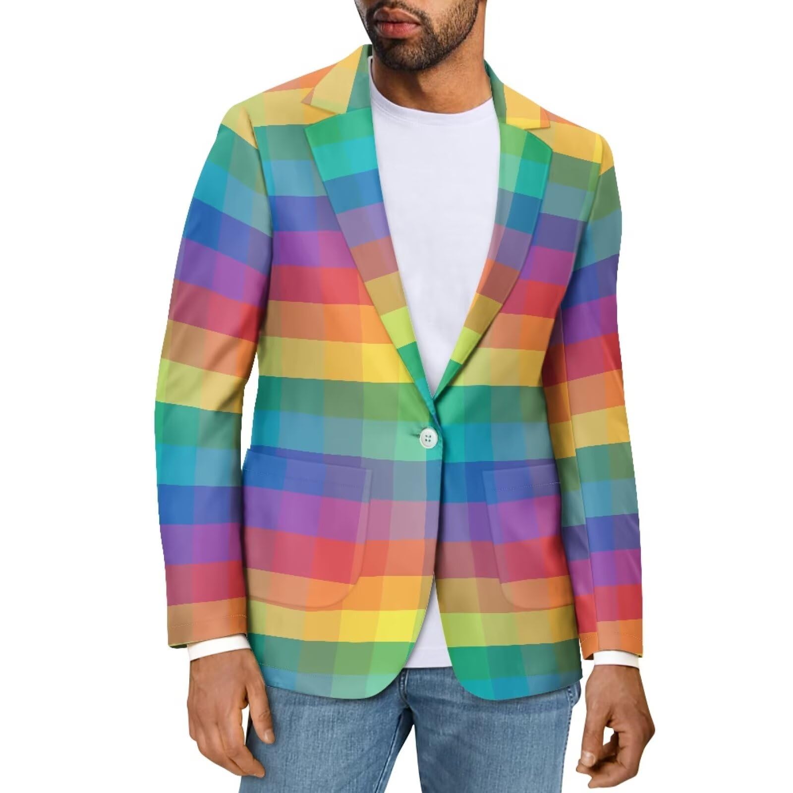 Qznuberone Men's Cozy One Button Suit Long Sleeve Blazer Jackets with Pockets Lightweight Knit Sport Coat for Business,Party