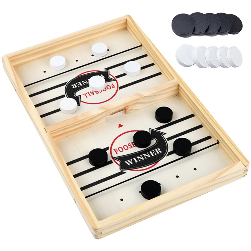 Juego de Mesa de Hockey, Fast Sling Puck Juego Hockey de Madera Niño Juegos de Mesa Portátiles Reuniones Familiares Juego de Mesa Para Juego de Familiares Interactivas Entre Padres e Hijos