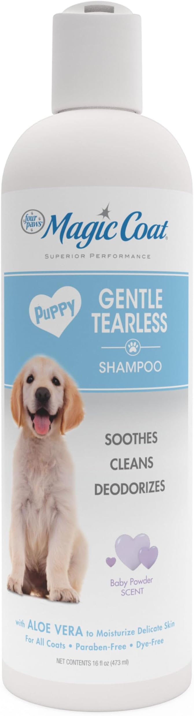 Magic Coat Gentle Tearless Soothing Aloe Vera Puppy Shampoo, Gentle Deodorizing Shampoo for Puppies, Baby Powder Scent, 16 Ounce