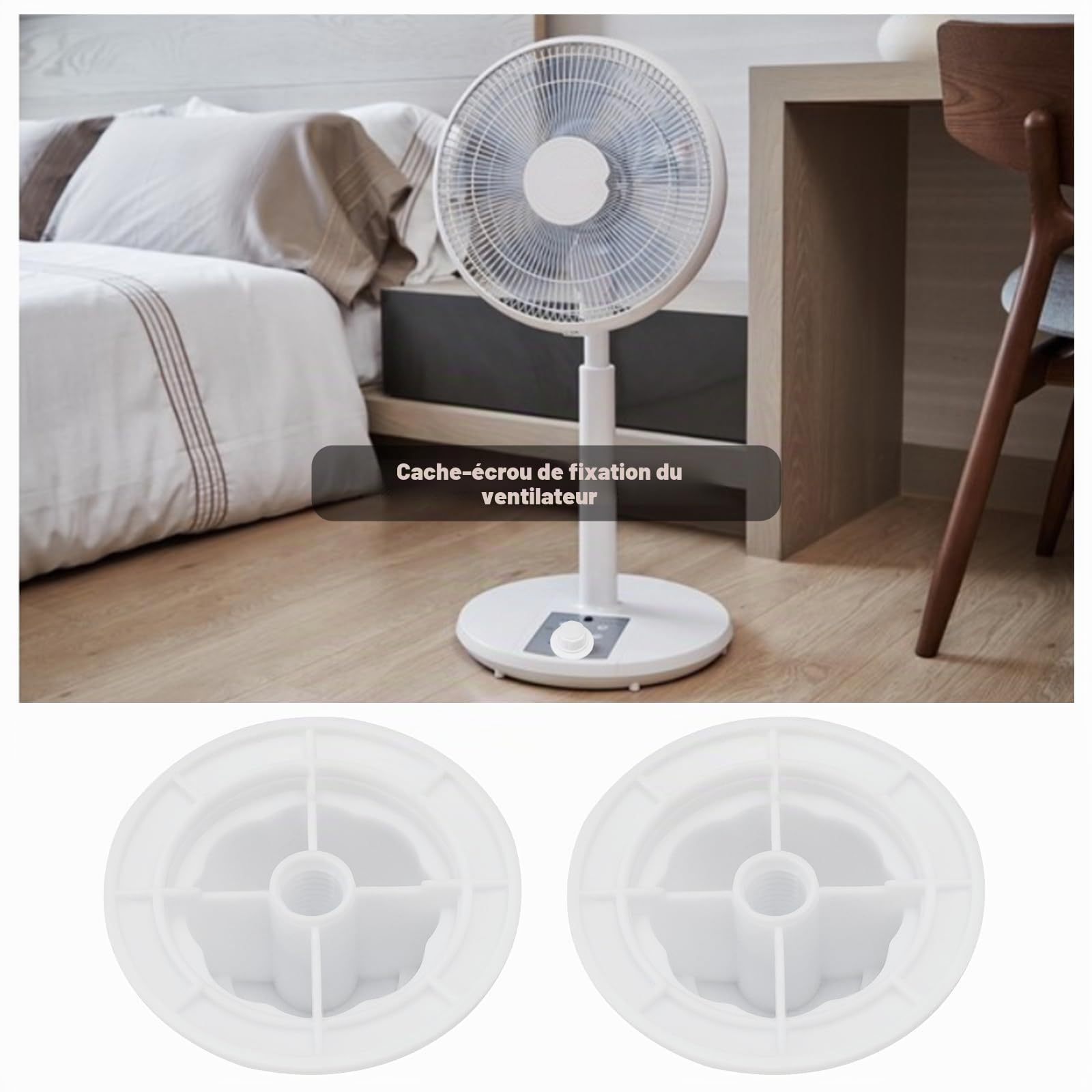 EMSea Lot de 4 Cache-écrous Ventilateur électrique Compatible avec Ventilateurs 12/14/16 Pouces Compatible avec Divers Modèles Couvercle d'écrou Ventilateur Pied Fournitures Ventilateur Capuchons
