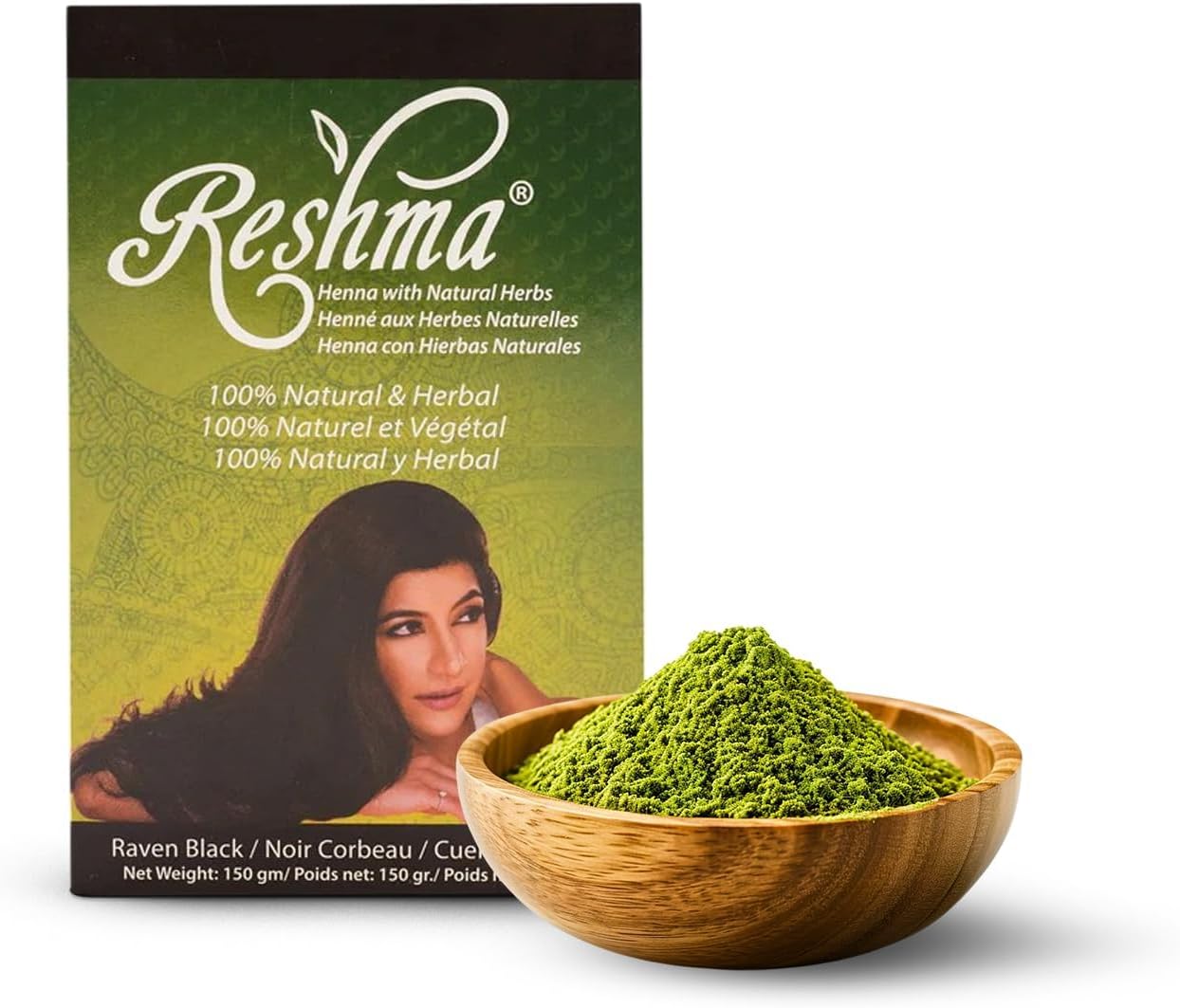 Reshma Beauty Ayurvedic Henna Hair Color Blend – Henna & Indigo with Herbal Extracts – Natural Deep Black/Raven Hair Color for Gray Blending – Heena Mehendi – 5.29 oz