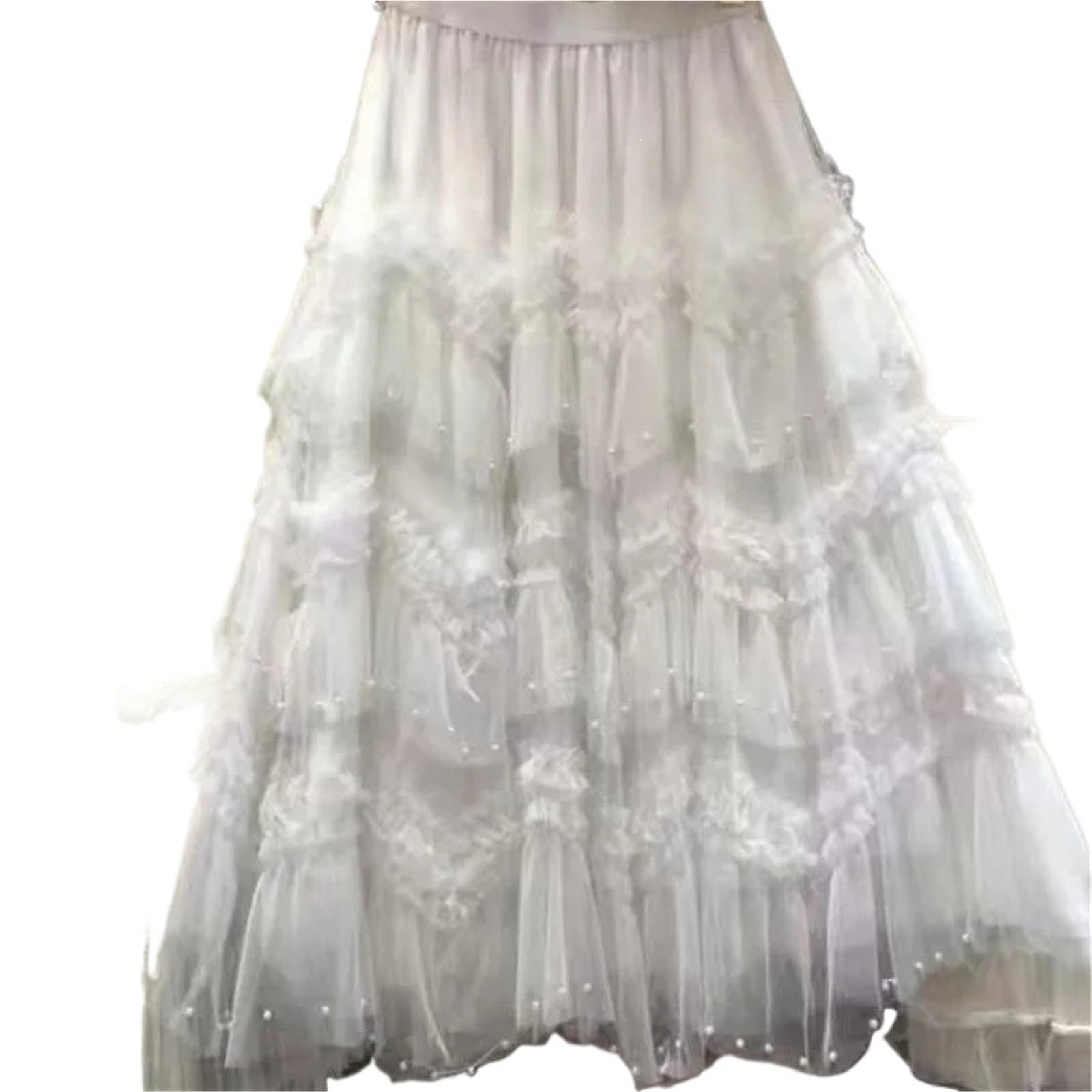 Gonna Lunga Asimmetrica in Tulle a Pieghe da Donna Primavera Estate