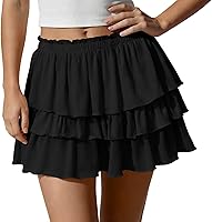 Yousify Women's Flowy Mini Skorts: Boho Ruffle Tiered High Waisted Beach Tennis Casual Skirts