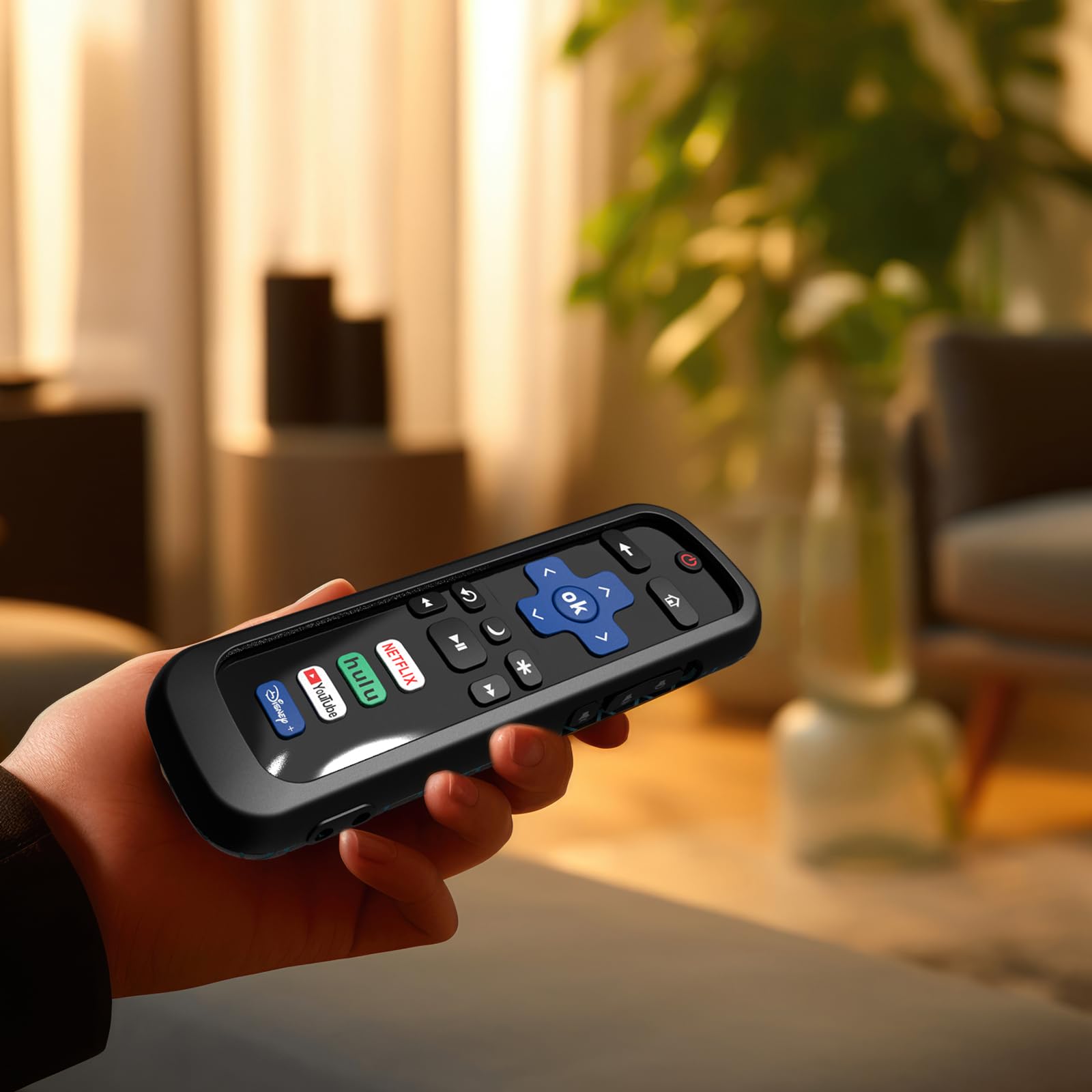 Paquete de 2 fundas para control remoto Roku Stick, funda compatible con el controlador de TV Hisense, funda de silicona para soporte de control de TV inteligente TCL que brilla en la oscuridad,