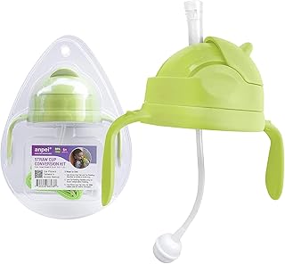3-in-1 Straw Sippy Cup Conversion Kit for Comotomo Baby Bottle, 5 Ounce and 8 Ounce (Weighted Straw, Green)