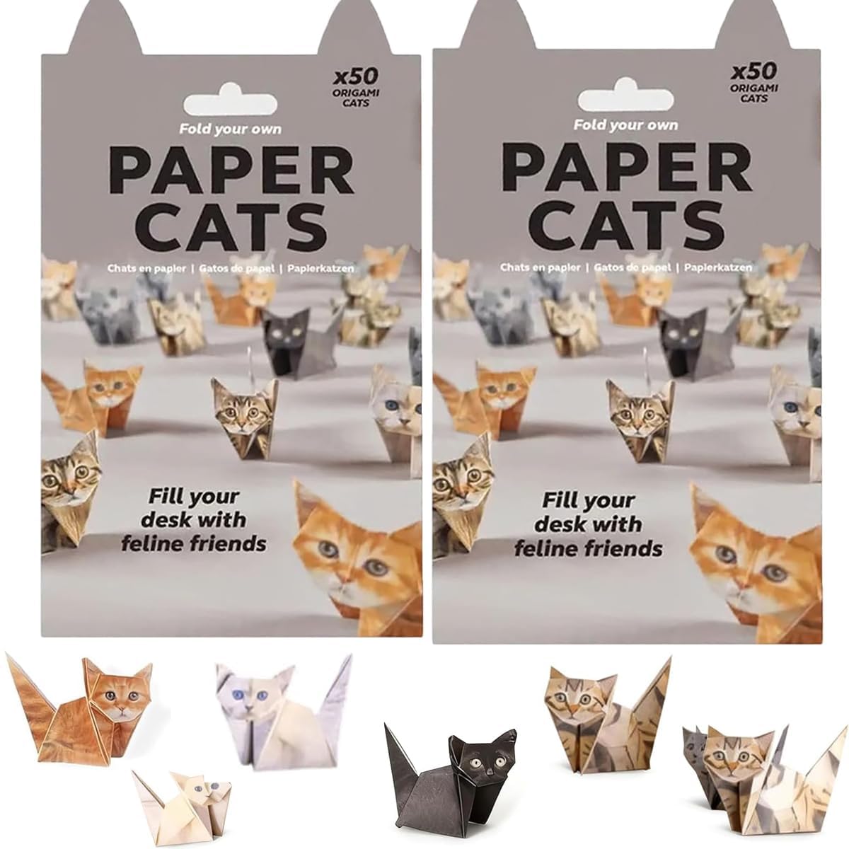 WFKKMEQ 3D Origami Cat Kit, 100PCS DIY Paper Cats 3D Creative Animal Craft Figures Paper Craft for Adults Cute Patterns Cats Origami for Home Decoration, Desk Decoration