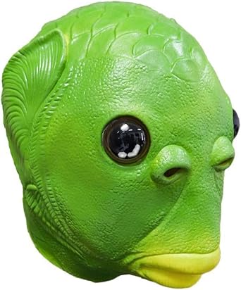 Green Fish Latex Mask Headwear, Halloween Masks, Realistic Costume Party Cosplay Props, Funny Face Masks for Halloween Carnival Costume Party