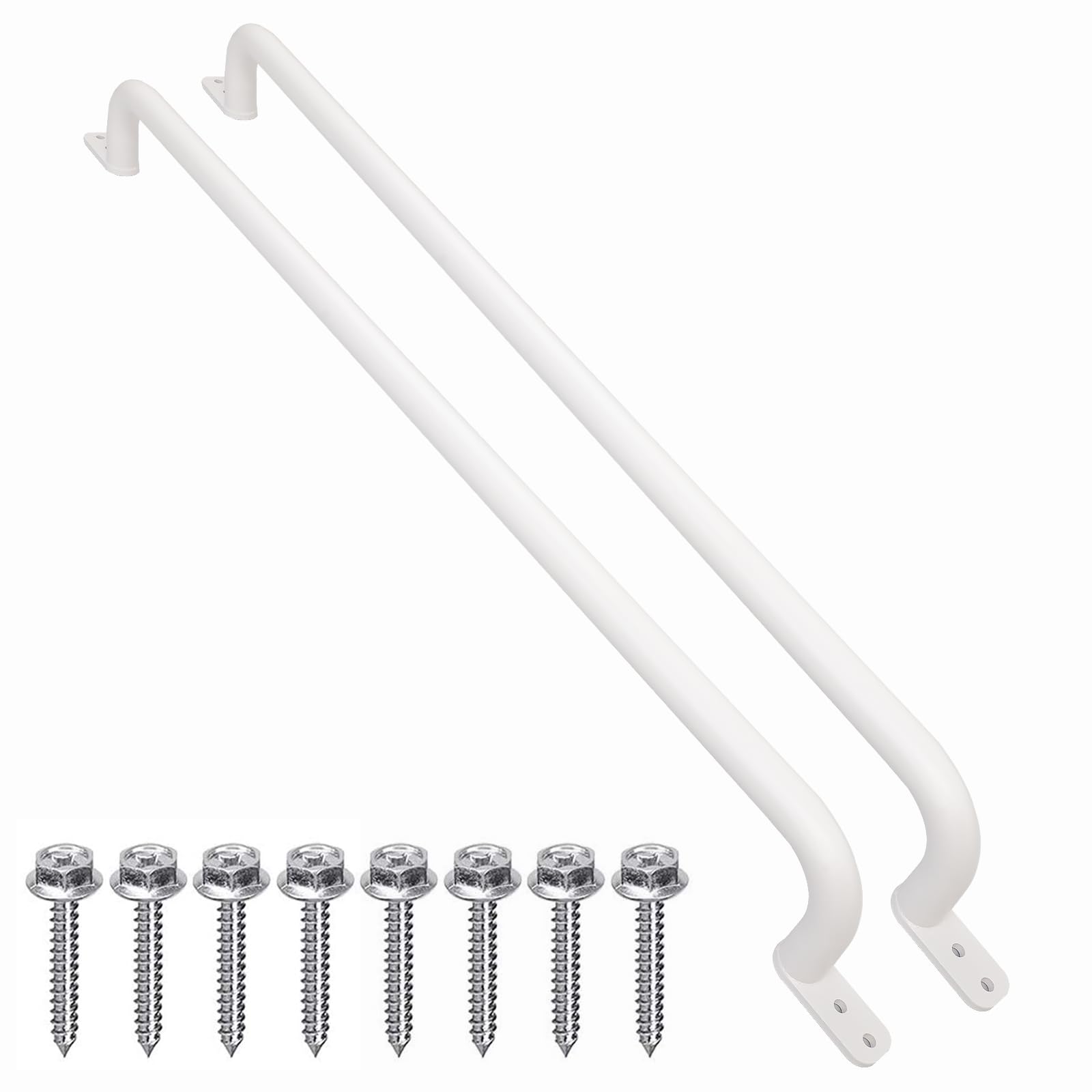 Purife 37'' Long White Playground Ladder Handle (1 Pair) - Metal Long Grab Handle, Swing Set Grab Bars, Playset Kids Hand Grips, Hand Rail for Treehouse, Jungle Gym, Rock Climbing Wall