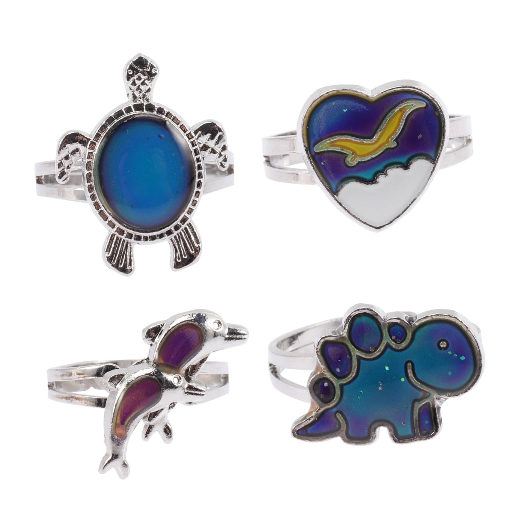 NAMOARLY Cute Animal Mood Rings Thermochromic Finger Rings Set for Anime Fans Carnival Accessories