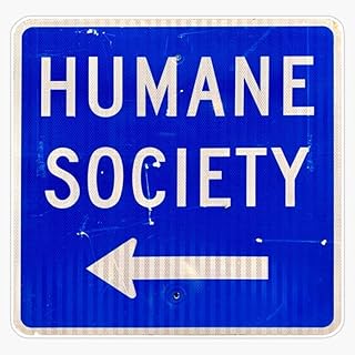 Vintage Humane Society Blue Road Sign Window Bumper Sticker Decal 5"