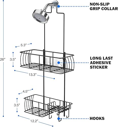 Miniatura 7 de Epicano Organizador de ducha colgante anticolumpio, organizador de ducha sobre la cabeza, organizador de ducha de acero inoxidable 304 a prueba de