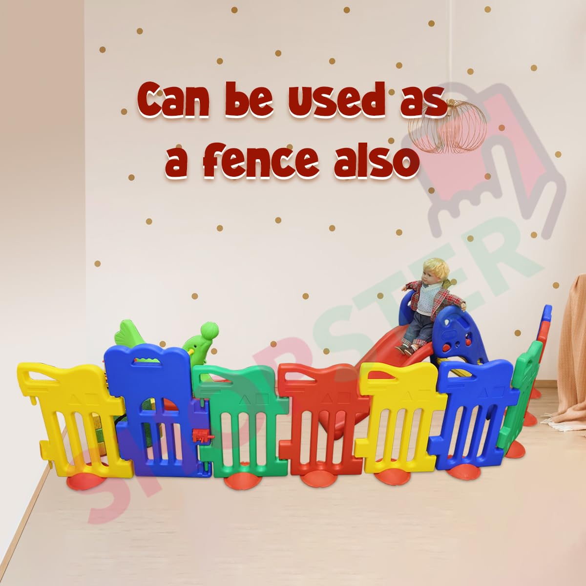 Shopster Baby Playpen Kids Activity Centre Safe & Spacious Play Yard Home Indoor Outdoor, Happy Game Enclosure Ball Pool Area for Toddlers with Lockable Gate (Multicolour, 12 Panel Set) - Image 4 thumbnail