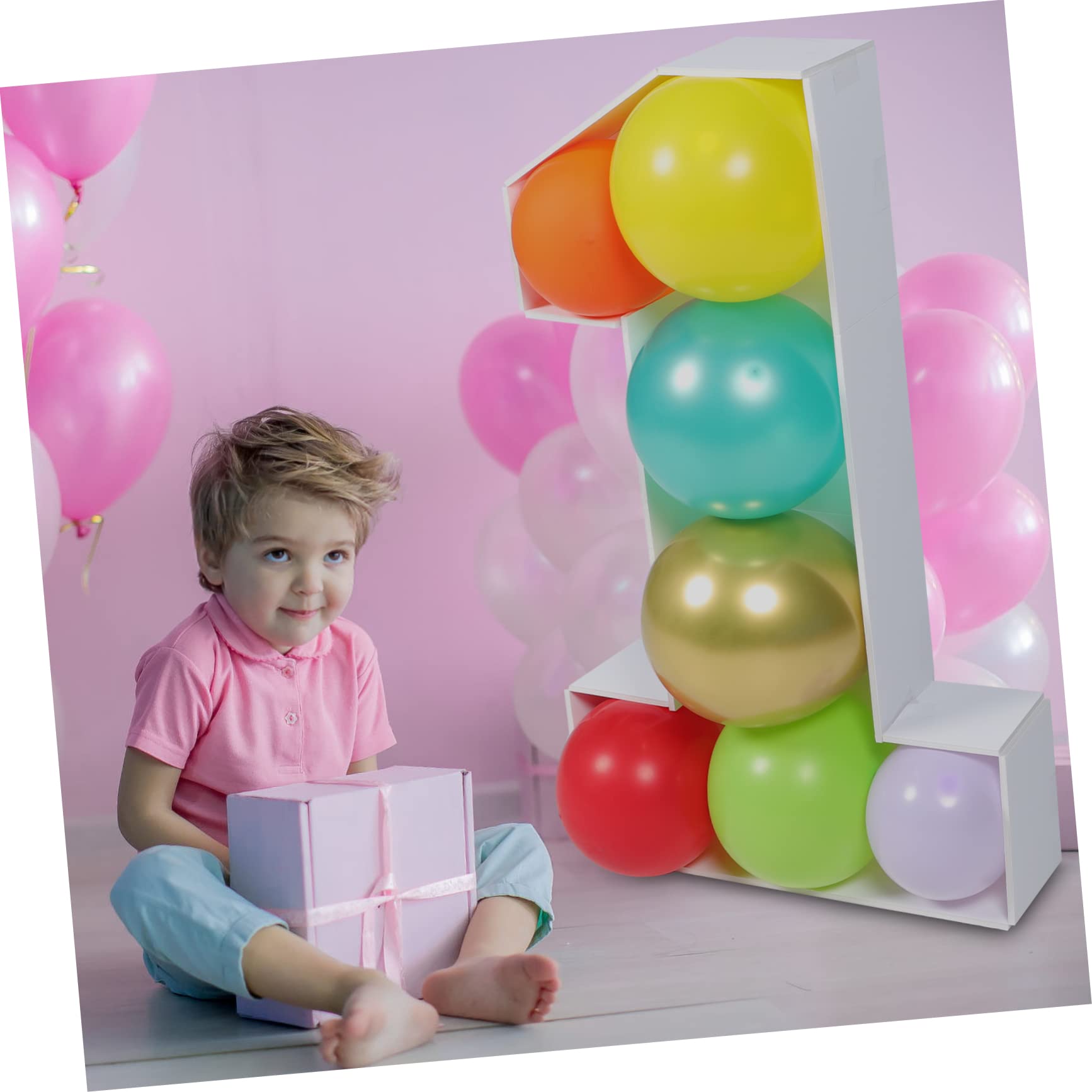 Scatola di Palloncini Numero 1 in Ps Bianco, Cornice