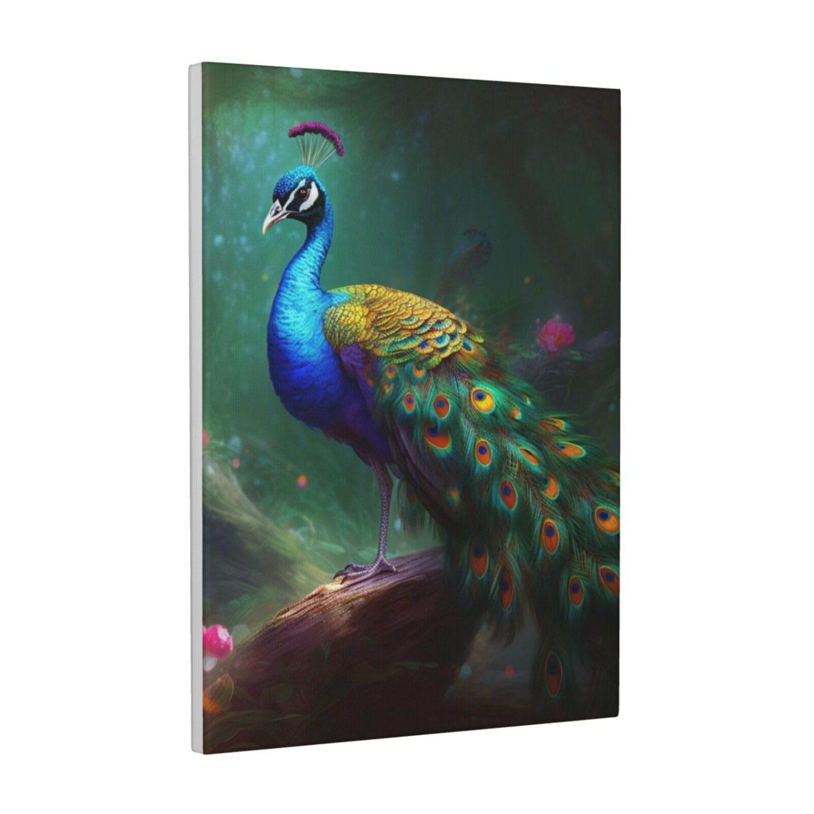 Ykljg White Colorful Peacock Printed Canvas Wall Art 30X40 Cm Decorative Artworks Pictures Print Painting Framed Artwork For Bedroom, Living Room & Office