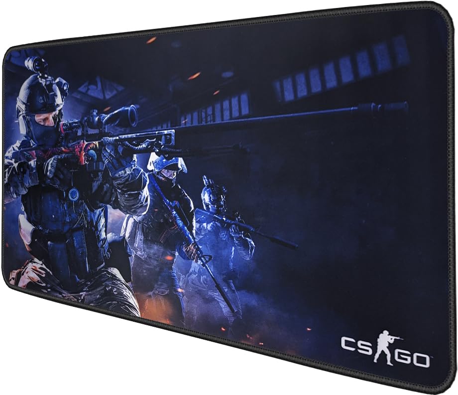 Image of Large Extended Long 700 x 300 mm Mouse Pad for Keyboard & Mouse | Water Resistant Anti Slip Surface Ideal for Office Home and Gaming Setup (CS GO Blue -1)