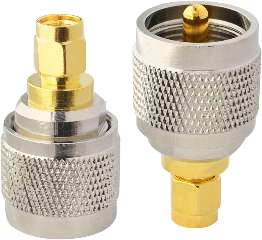 BOOBRIE BOOBRIE SMA to PL259 Adapter UHF SMA Male to Male Coaxial Connector for Antennas Broadcast Radios WiFi Pack of 2