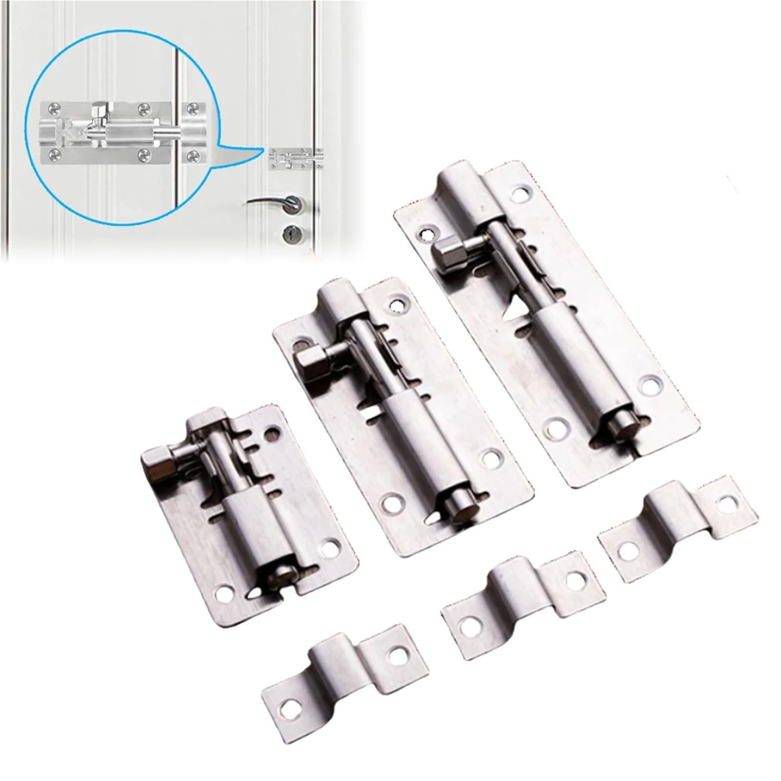 12 chiavistelli scorrevoli in acciaio inox con finitura spazzolata ispessita, chiusura di sicurezza per cancelli, porte, armadi, cancelli, mobili (10,2 cm)