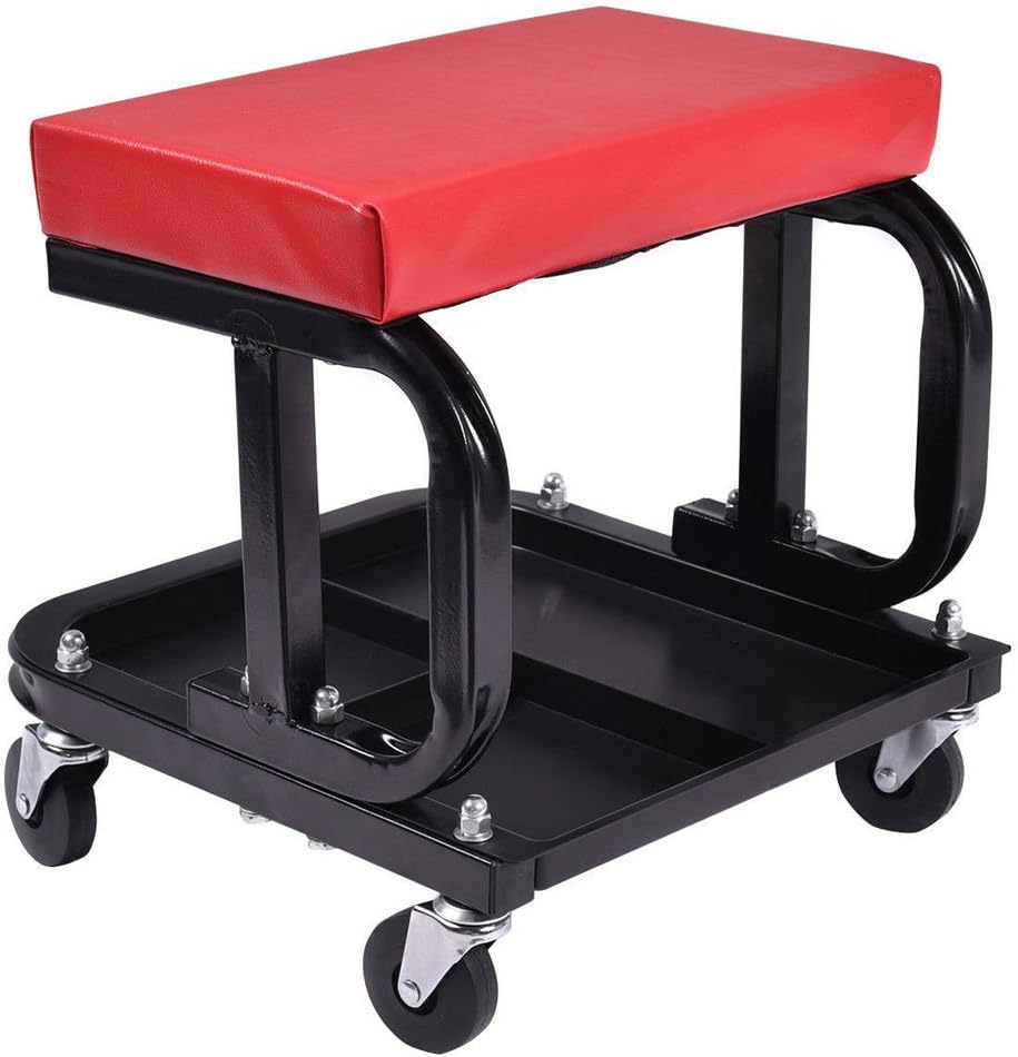 MOTOOS Rolling Creeper Seat Mechanic Stool Chair Repair Tools Tray Shop